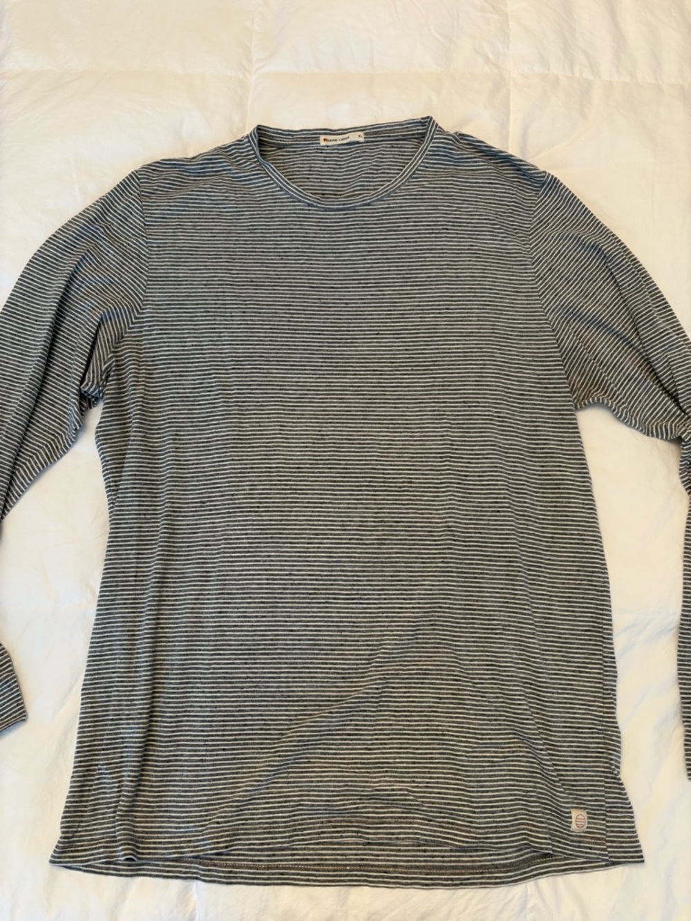 Marine Layer Men's Long-Sleeve Shirt - Gray/White Striped Size XL
